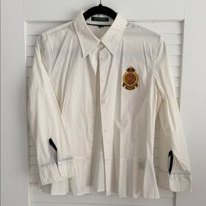 Ralph Lauren Cream Men's Shirt with Embroidered Crest